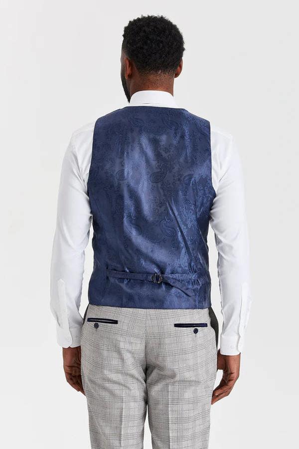 Paul Andrew Hugo Grey Suit with Parker Navy Waistcoat