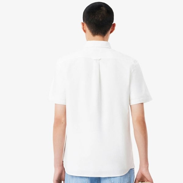 Lacoste Regular Fit Short Sleeved Oxford Shirt White