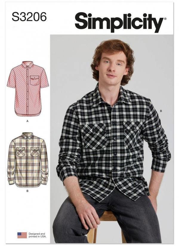 Simplicity Sewing Pattern 3206, Shirts, Tops for Men, AA (34-36-38-40-42) - Intermediate