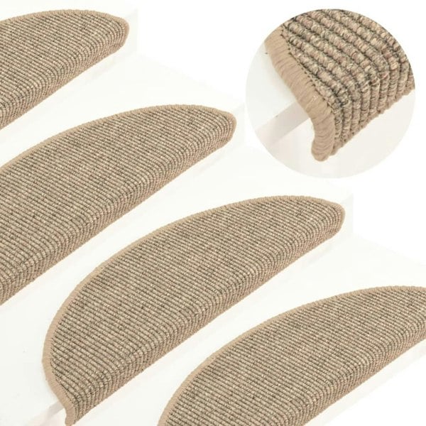 Berkfield Stair Mats Self-adhesive 15 pcs 56x17x3 cm Dark Beige