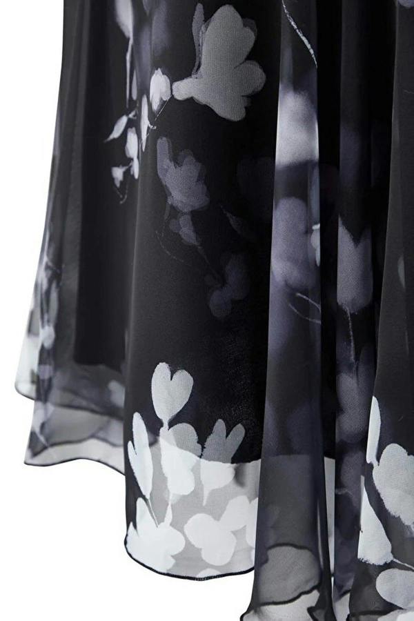 WOVCOR Floral Halter Neck Mini Ruffled Chiffon Woven Plus Size Dress