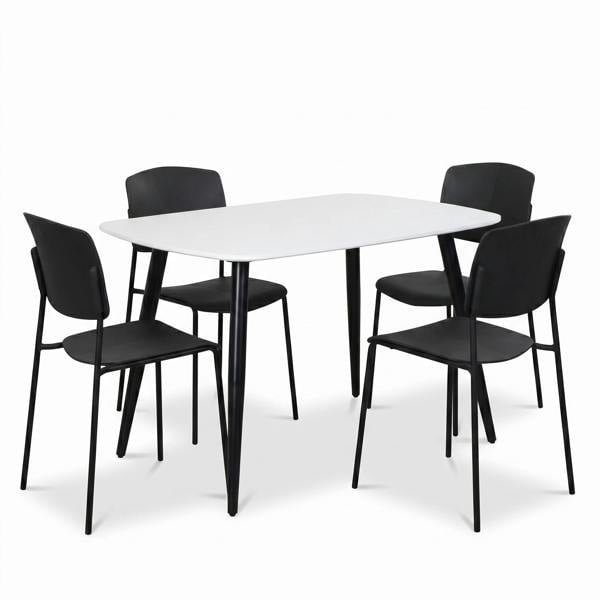 Core Products Aspen Dining Set - White Rectangular Table & 4 Academy Dining Chairs