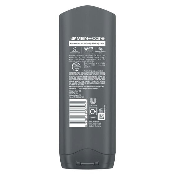 Dove Men+Care Eucalyptus + Mint 3-in-1 Hair, Face and Body Wash 3x250 ml