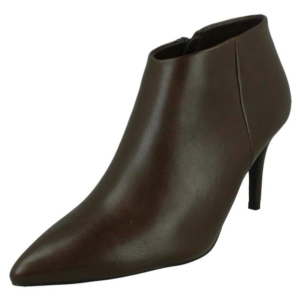 Spot On Ladies Spot On High Heel Low Cut Ankle Boot with Metal Heel Trim F51229