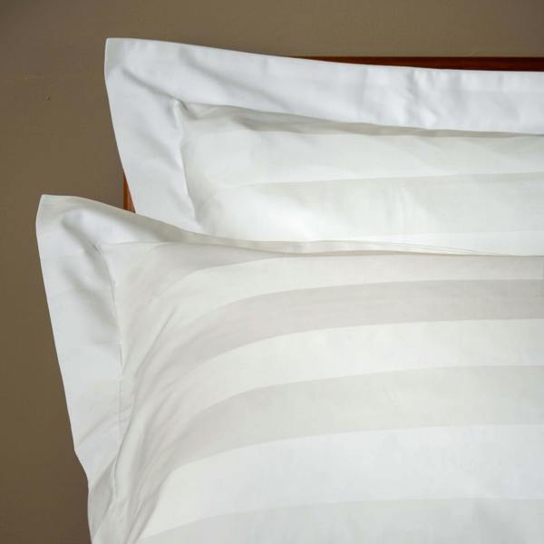 White 600 Thread Count Dobby Stripe Egyptian Cotton Bed Set Superking - linen, close-up detail 2 | Soak and Sleep