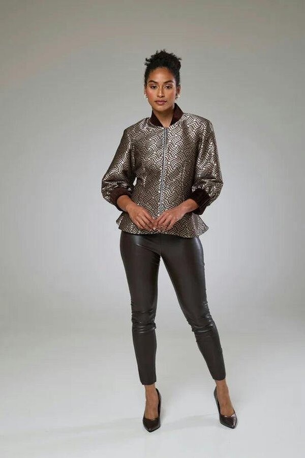 Lioness by TF Dazzle Chocolate Shimmery Fitted Jacket Blouse
