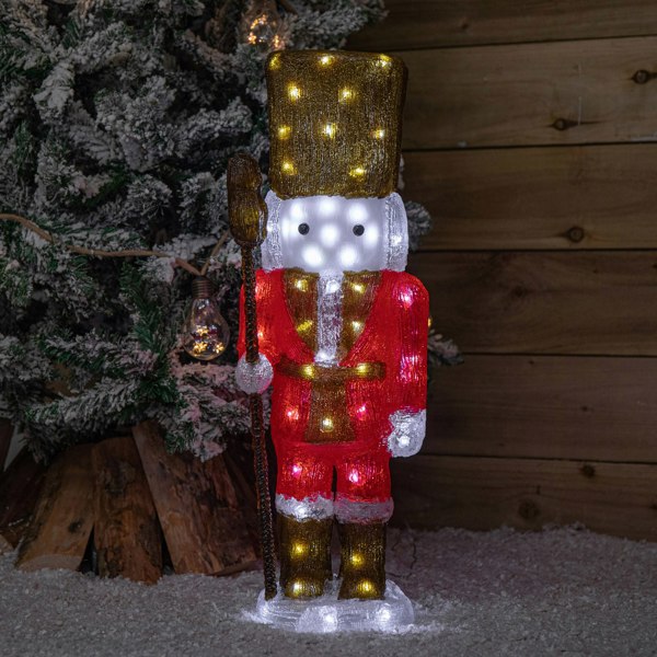Samuel Alexander 65cm Light up Acrylic Christmas Nutcracker Decoration with 80 White LEDs