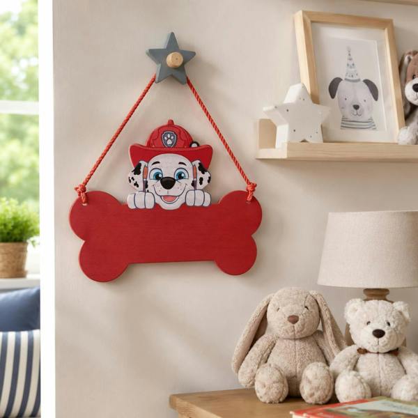 Widdop & Co Paw Patrol Marshall Wooden Hanging Plaque Red