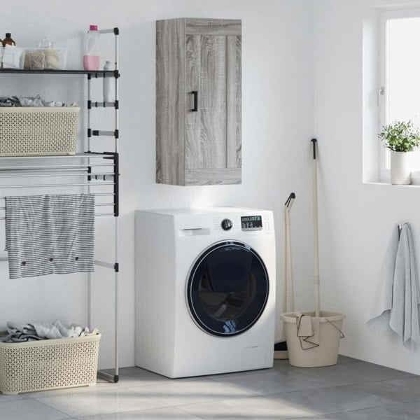 Berkfield Wall Mounted Cabinet Grey Sonoma 34.5x34x90 cm Engineered Wood