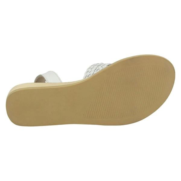 Leather Collection Ladies Leather Collection Low Wedge Weave Slingback Mules