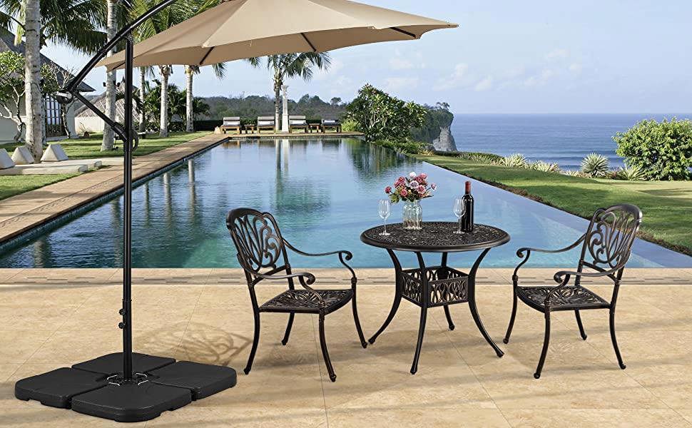 Shatchi Parasol Stand Base 4pcs Square Heavy Duty For Patio Yard Umbrella Cantilever Garden Outdoor Filled By Sand Water