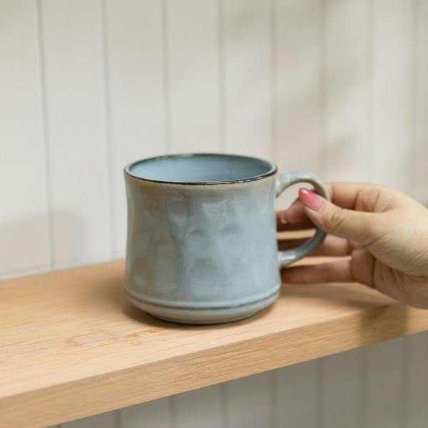 Scandi Home Vega Large Ceramic Coffee Mugs, Set of 2, 600ml, Grey Reactive Glaze