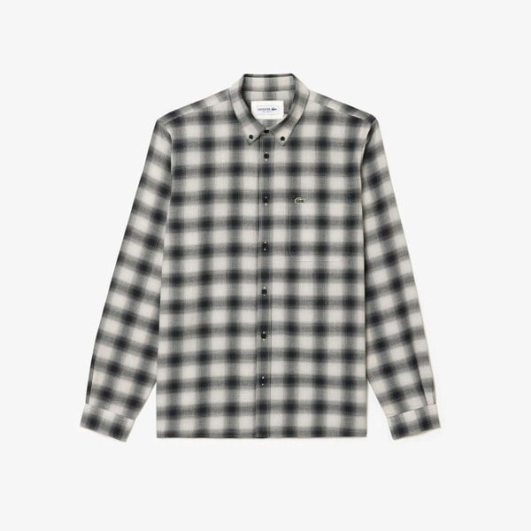 Lacoste Mens Flannel Regular Shirt - Black/White