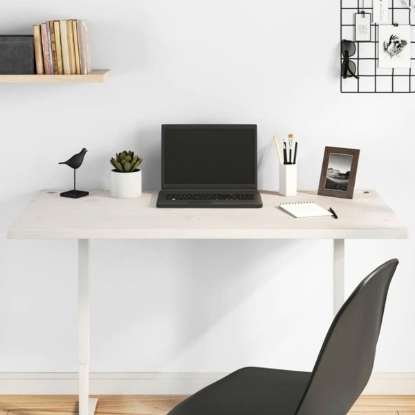 Berkfield Desk Top White 110x55x2.5 cm Solid Wood Pine