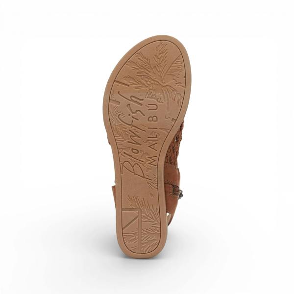 Blowfish Malibu Anuella - Women's Cognac Brown Weave Micro Wedge Sandals