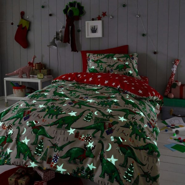 Festive Dinosaur Christmas Bedding - Happy Linen Company