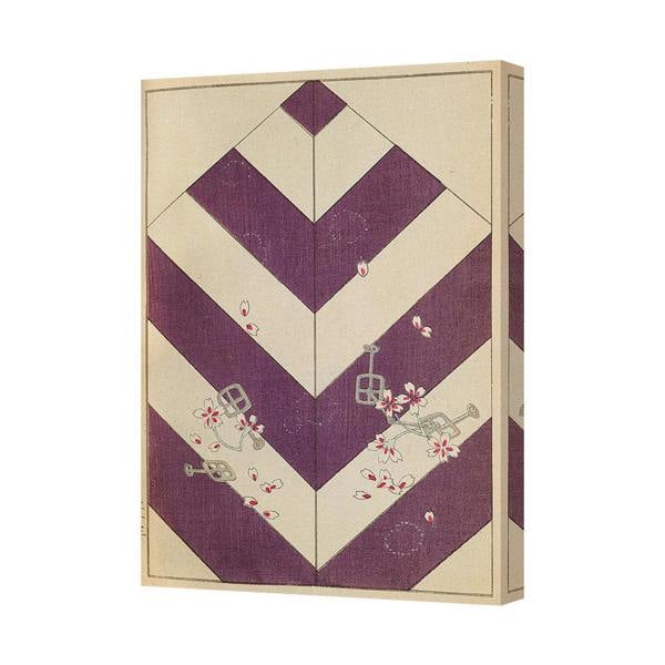 Benjamin Tate Design Purple Chevron Canvas Art Print With Floral Accents
