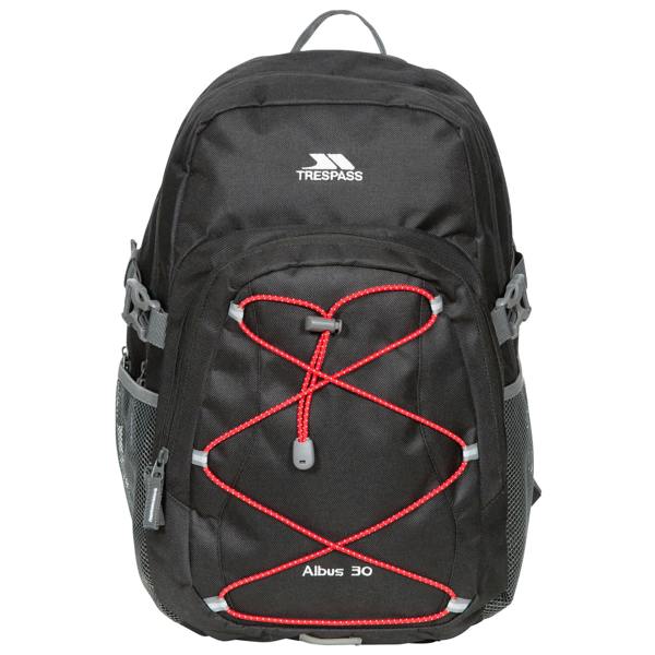 Trespass Albus 30 Litre Casual Rucksack/Backpack - Black/Red - 