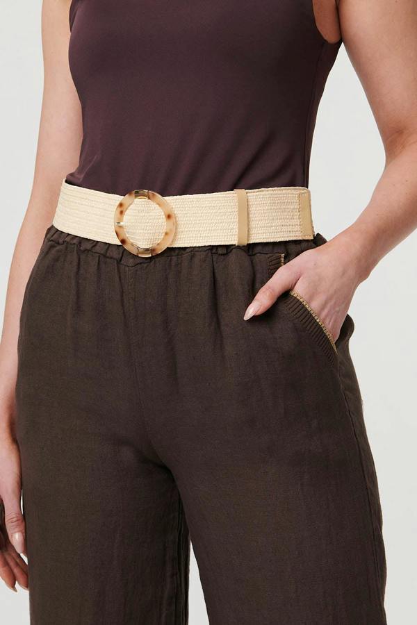 Cream | Woven Texture Buckle Belt