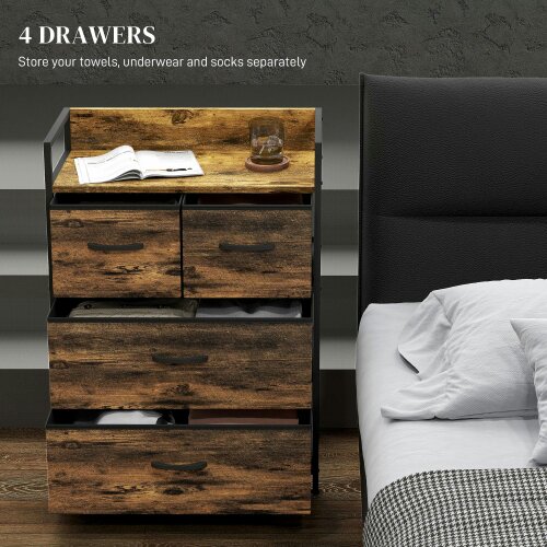 Wyld Haus Tolito Fabric And Wood Rustic Brown 4 Drawer Rustic Storage Chest