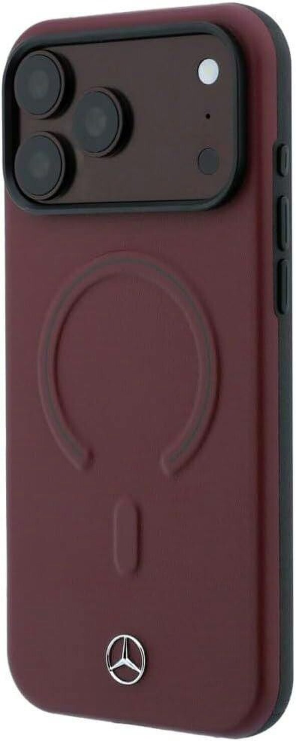 Mercedes Leather 3D MagSafe Case for iPhone 17/18 Pro Max 6.9" Burgundy - MEHMP18X25PEMMOR