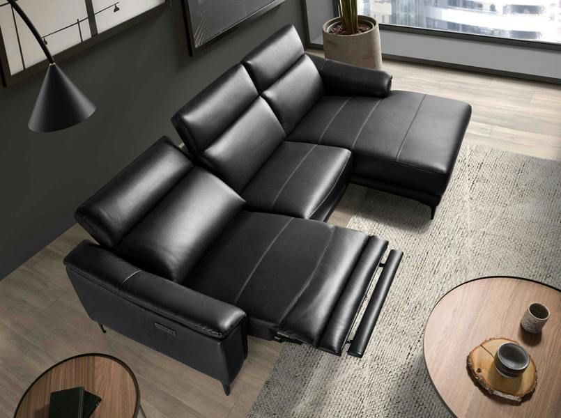 Angel Cerdá Relax corner sofa in black leather 6205/6206