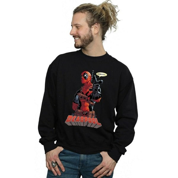 Deadpool Mens Hey You Cotton Sweatshirt - Black