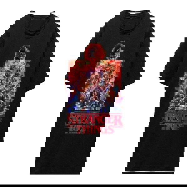 Stranger Things Womens/Ladies Group Poster T-Shirt - Black