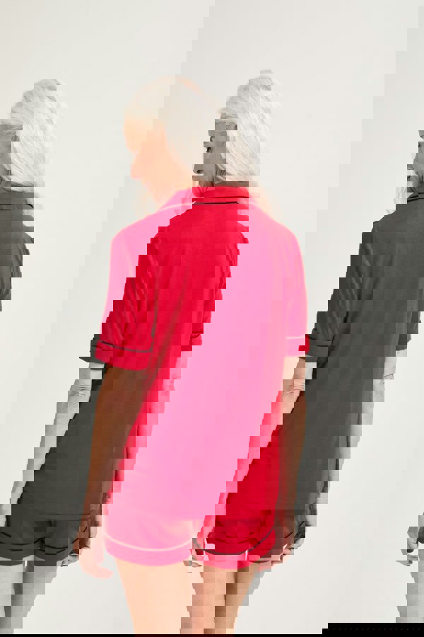 Pretty You London Women's Bamboo Shirt Short Set - Red