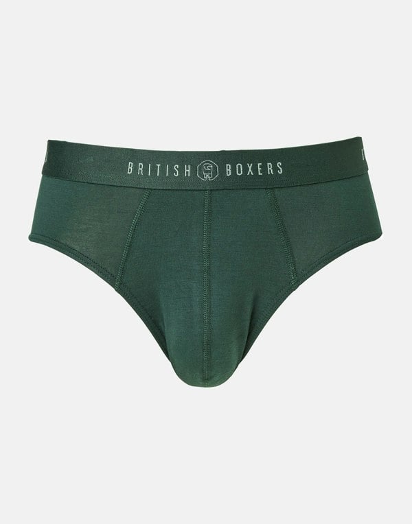 British Boxers Multipack! 4 Pairs of Men's Bamboo Briefs - Forest Berry