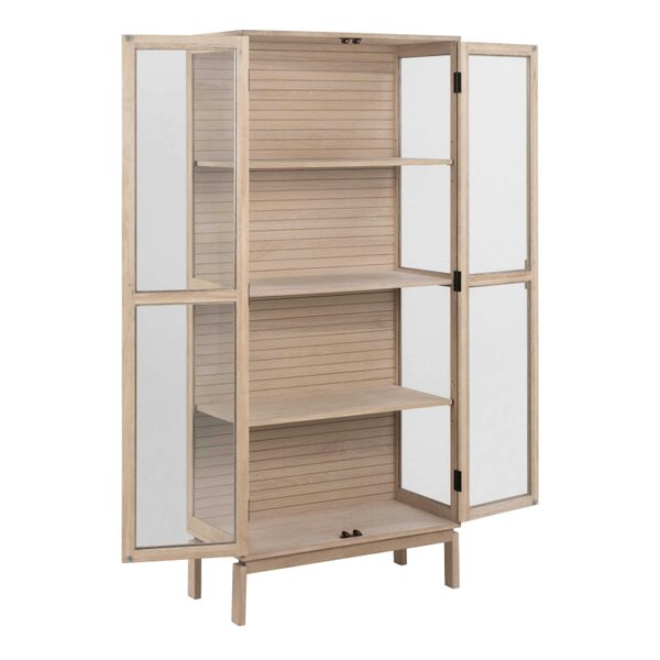 Wyld Haus Nakskov White Oak Wood Panelled Display Cabinet 2 Glass Doors