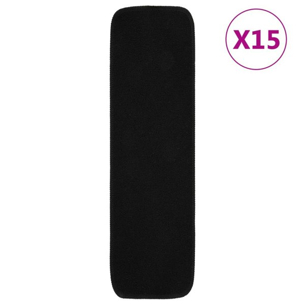 Berkfield Anti Slip Stair Mats 15 pcs 75x20 cm Black Rectangular