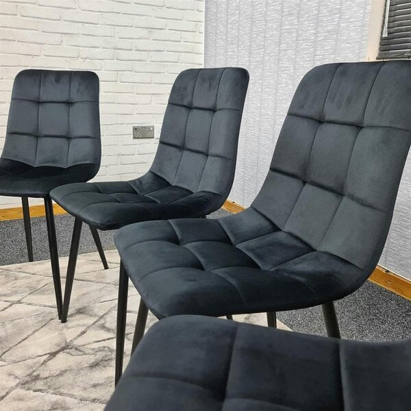 Kosy Koala Dining Chairs Set of 4 Black Velvet Kitchen chairs