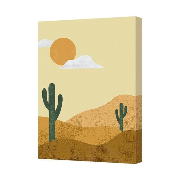 Benjamin Tate Design Desert Sunset Canvas Wall Art With Cacti And Dunes