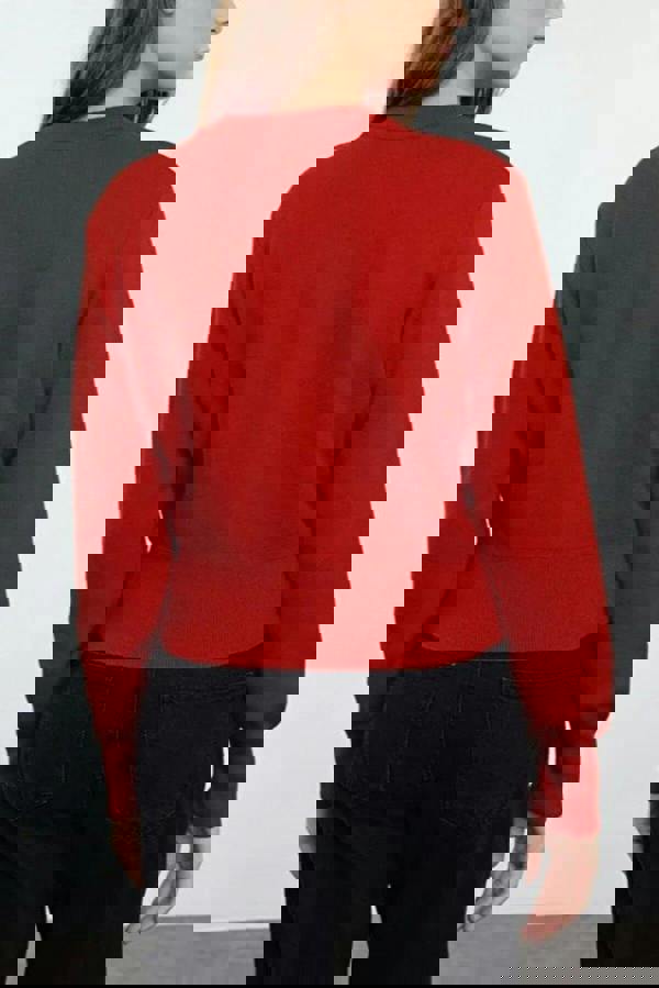 WOVCOR Premium Yarn Crop Knit Cardigan with Rose Button Detail