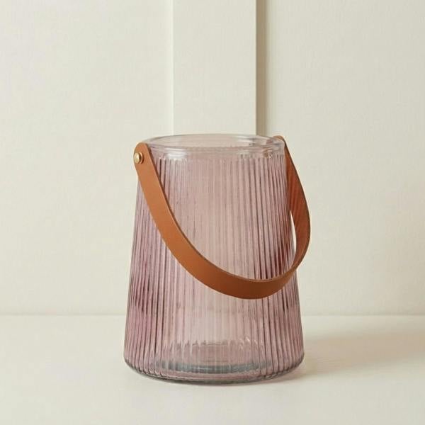 Garden Greatness Amethyst Ribbed Glass Lantern