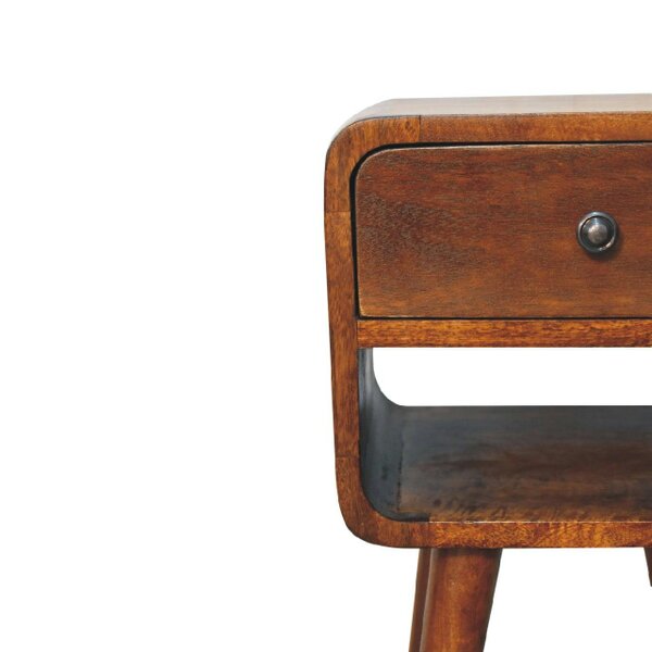 Wyld Haus Pama Small Chestnut Mango Wood Curve Low Bedside Table