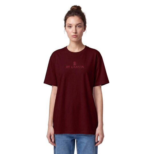 By Lanvin Embroidered Central Logo Burgundy T-Shirt
