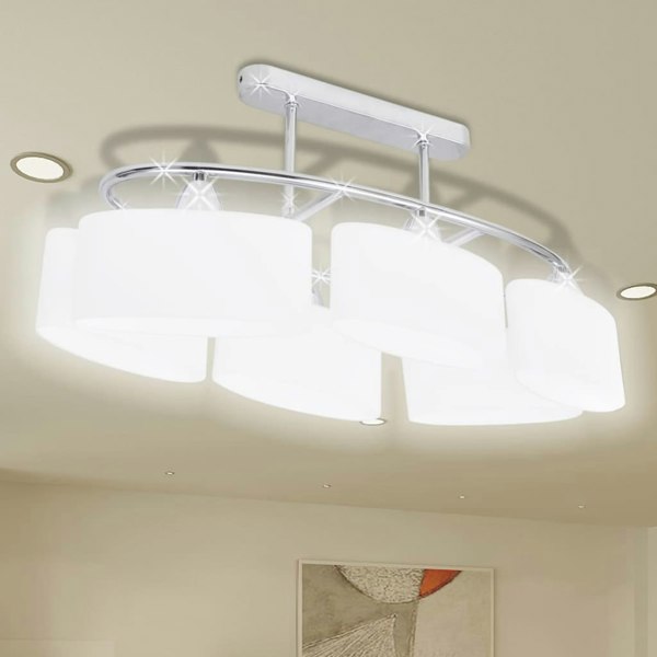 Berkfield Ceiling Lamp with Ellipsoid Glass Shades for 6 E14 Bulbs