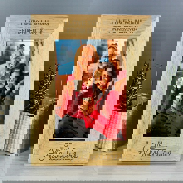 Personalised Memento Company Personalised Our Adventures 5x7 Oak Finish Photo Frame