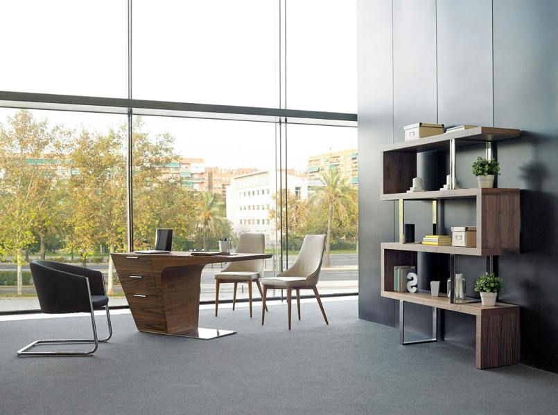 Angel Cerdá Walnut desk with chrome-plated steel base 3012