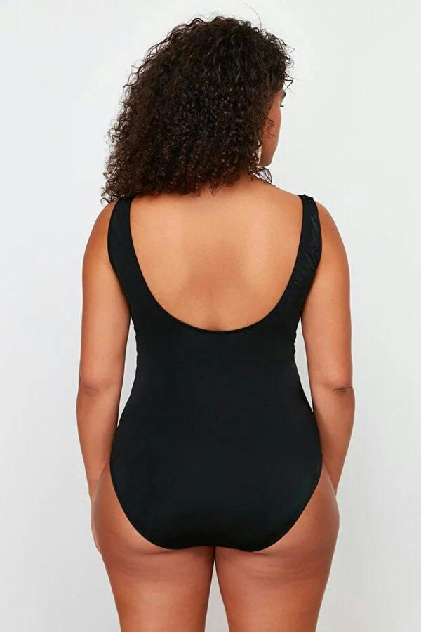 WOVCOR Square Neck Ruched Plus Size Swimsuit