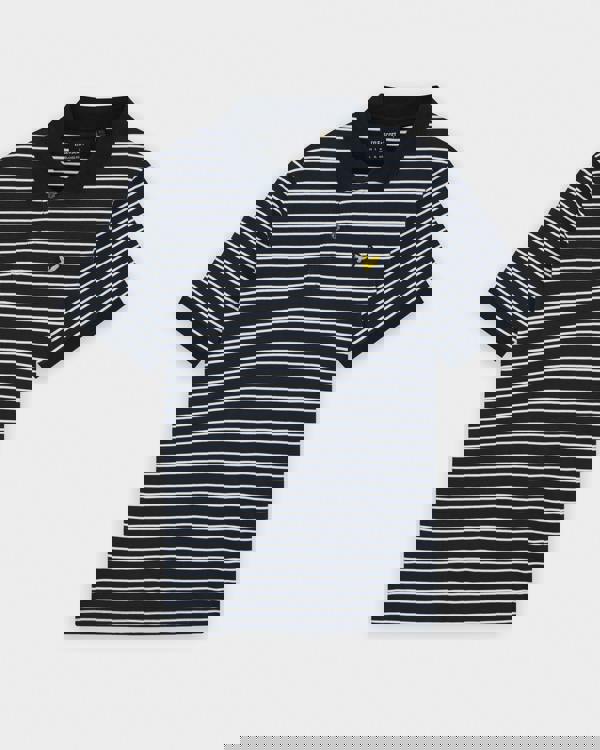 Lyle & Scott Pique Breton Mens Polo Shirt - W403 Dark Navy/White | CHO | Designer Mens Short Sleeve Polo Shirts