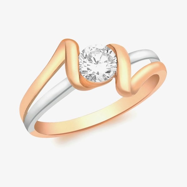 T. H. Baker 9ct Two-Tone Gold Crystal-Set Swirl Ring 2.84.7431