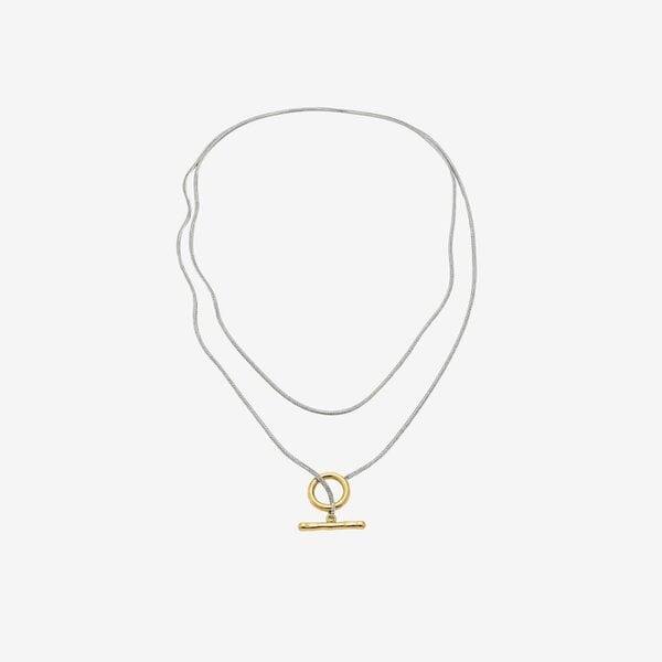 Uchi & Soto T Bar Gold and Silver Double Wrap Necklace