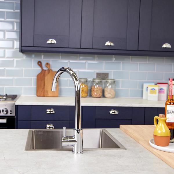 Top-Fix | Vito Swan Neck Style Kitchen Mixer Tap | Polished Chrome Finish