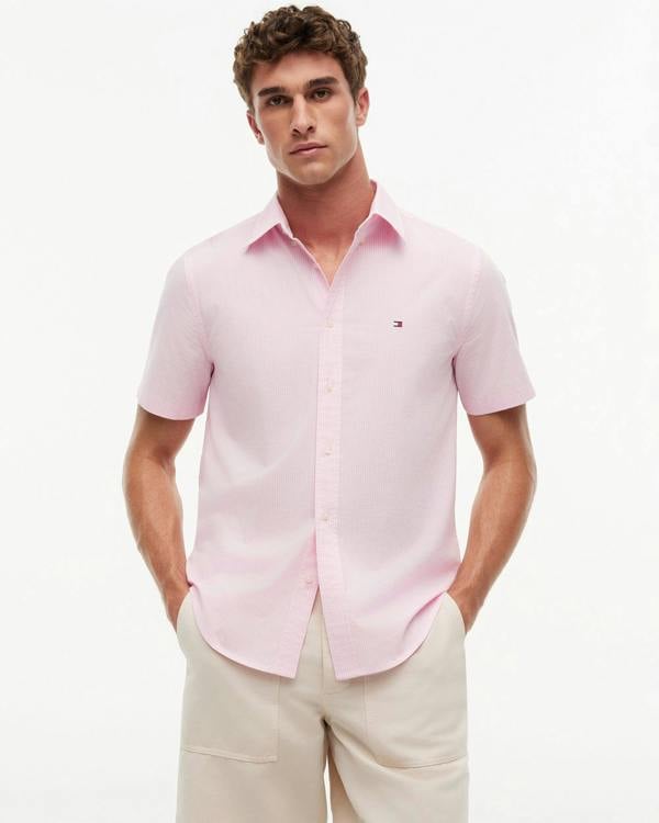 Tommy Hilfiger Flex Poplin Gingham Mens Shirt - Classic Pink/Check