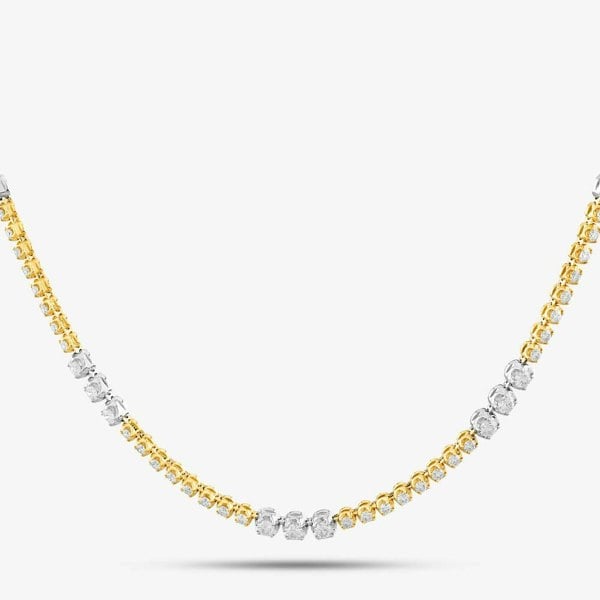 T. H. Baker 18ct Two Colour Gold 3.00ct Brilliant Cut Diamond Half Tennis Necklace HSN1055(3.00CT)S