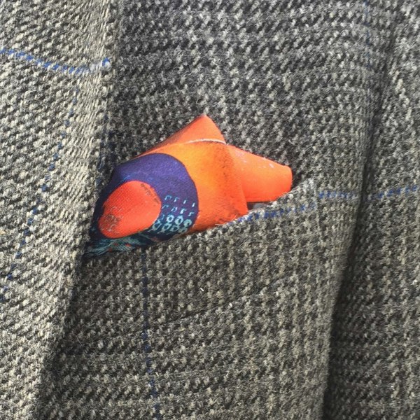 Otway & Orford 'Lone Fighter' Spitfire silk pocket square - orange (33x33cm)