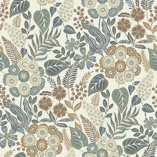 Grandeco Alice Retro Mid Century Floral Textured Wallpaper, Neutral
